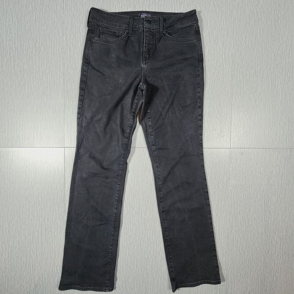 NYJD Marilyn Straight Faded Black Jeans Lift Tuck Technology Womens Size 4